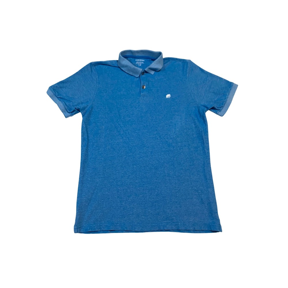Banana Republic Mens Blue Cotton Pique Short Sleeve Elephant Logo Polo Shirt L